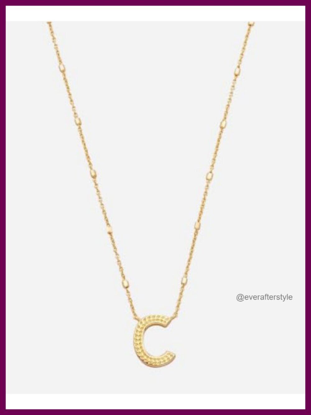 Letter C Pendant Necklace 14k Gold-Plated Brass Initial Charm 19 Inch Chain